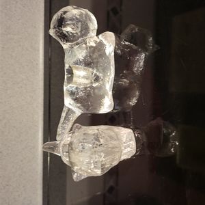 Pair of Scandinavian Crystal Cat Candle Holders, Pukeberg?